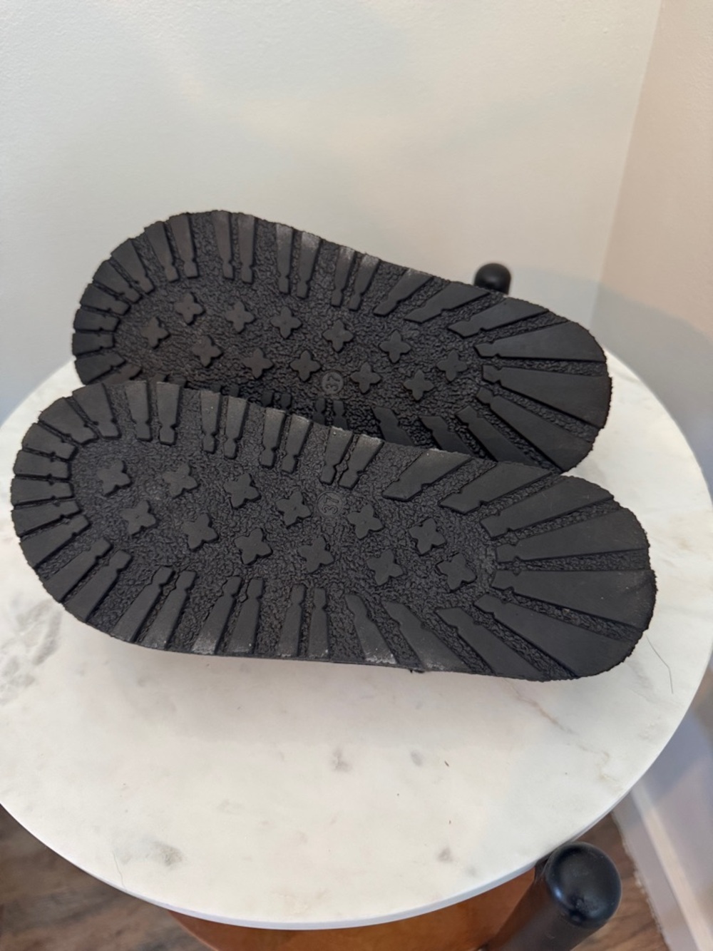 Black Double Strap Buckle Slide Sandals - Picture 3 of 4